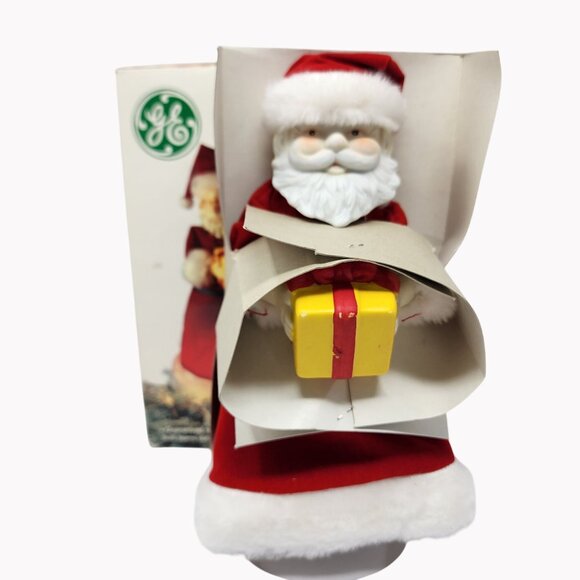 GE Merry Midget Santa Topper 10 Light Tree Top Table Ornament TESTED